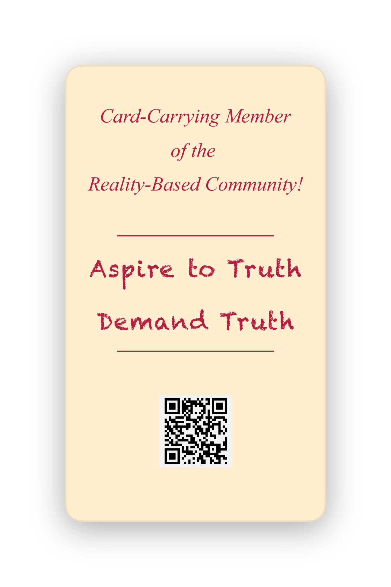 Reality-Based Community Card